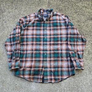 Vtg PENDLETON Mason Style Wide Plaid All Over Pattern Flannel Button Bp Shirt XL